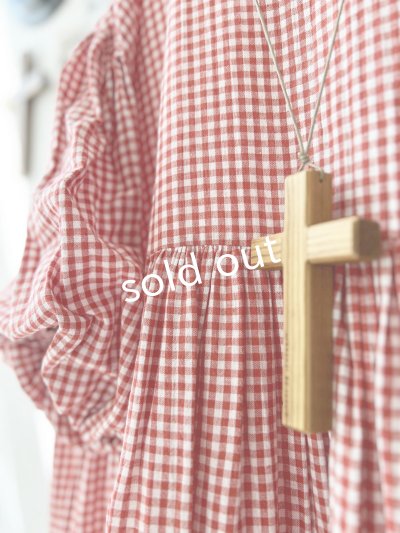 画像4: Avenue/パフ袖ギャザーワンピース・赤ギンガム