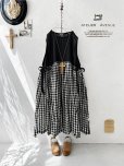画像5: Avenue／サイドリボンノースリワンピース・黒×ギンガム