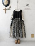 画像1: Avenue／サイドリボンノースリワンピース・黒×ギンガム (1)