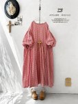 画像1: Avenue／パフ袖ギャザーワンピース・赤ギンガム (1)