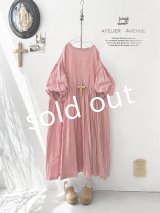 Avenue／パフ袖ギャザーワンピース・赤ギンガム