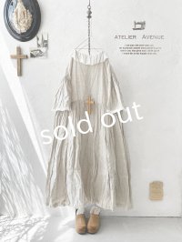 Avenue／フリル襟リネンワンピース・生成りに白襟
