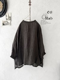08mab/リネンシャンブレー７分袖ブラウス・チャコール