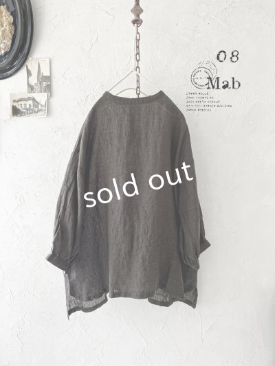 画像1: 08mab/リネンシャンブレー7分袖ブラウス・チャコール