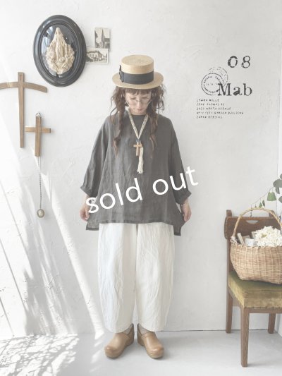 画像10: 08mab/リネンシャンブレー7分袖ブラウス・チャコール