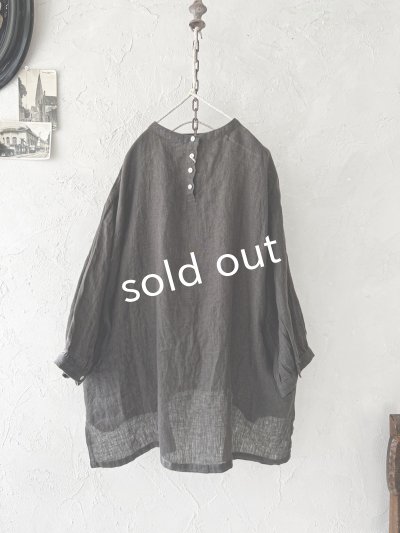 画像9: 08mab/リネンシャンブレー7分袖ブラウス・チャコール