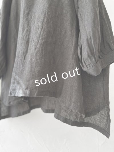 画像8: 08mab/リネンシャンブレー7分袖ブラウス・チャコール