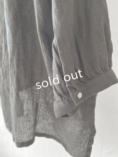 画像3: 08mab/リネンシャンブレー7分袖ブラウス・チャコール