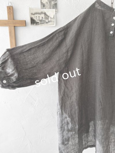 画像5: 08mab/リネンシャンブレー7分袖ブラウス・チャコール