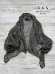画像1: shizuka's/リネンガーゼのパフ袖ジレ・黒 (1)