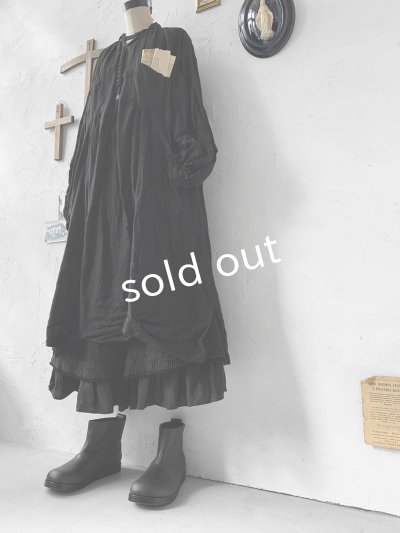 画像5: HALLELUJAH／1890's Bourgeron 羊飼いシャツワンピース・black