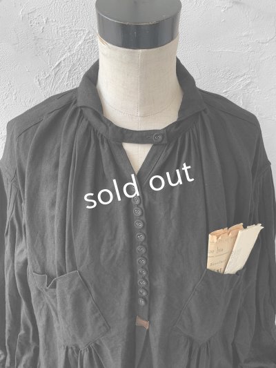 画像6: HALLELUJAH／1890's Bourgeron 羊飼いシャツワンピース・black