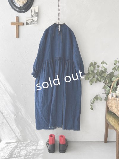 画像10: MARCHE' DE SOEUR／ギャザーワンピース・インディゴ染め