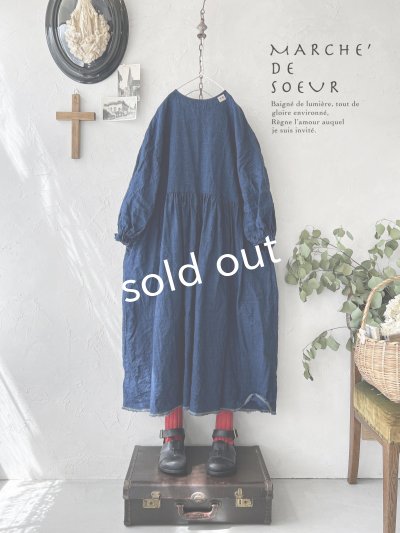 画像2: MARCHE' DE SOEUR／ギャザーワンピース・インディゴ染め