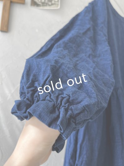 画像3: MARCHE' DE SOEUR／ギャザーワンピース・インディゴ染め