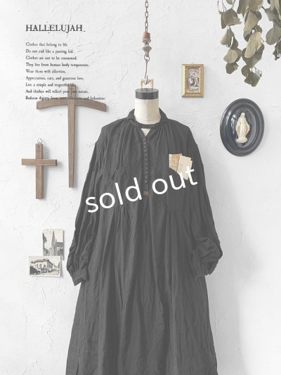 画像2: HALLELUJAH／1890's Bourgeron 羊飼いシャツワンピース・black