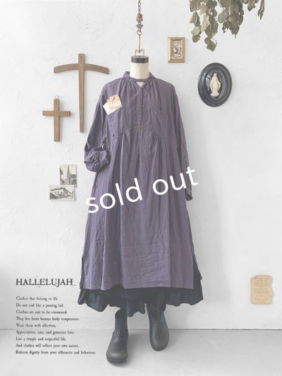画像2: HALLELUJAH／1890's Bourgeron 羊飼いシャツワンピース・purple