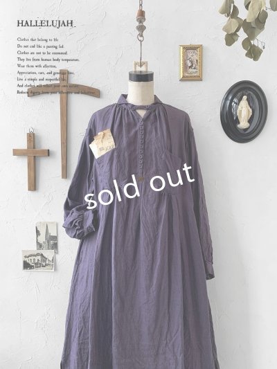 画像1: HALLELUJAH／1890's Bourgeron 羊飼いシャツワンピース・purple