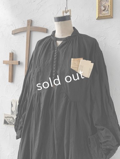 画像4: HALLELUJAH／1890's Bourgeron 羊飼いシャツワンピース・black