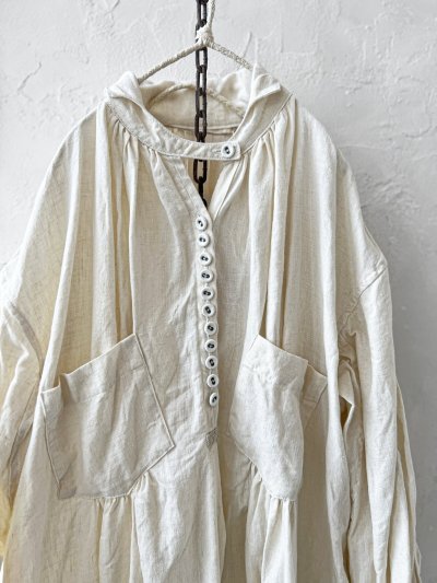画像2: HALLELUJAH／1890's Bourgeron 羊飼いシャツワンピース・off-white