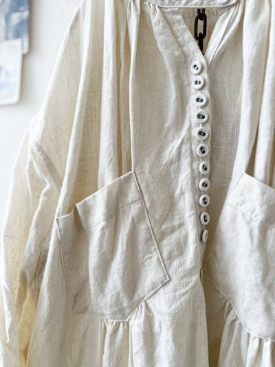 画像9: HALLELUJAH／1890's Bourgeron 羊飼いシャツワンピース・off-white