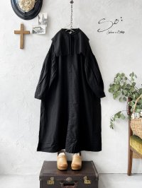 SO／ティペット付きギャザーワンピース・ブラック