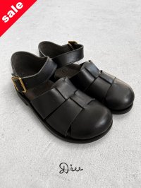 【30%OFF SALE】Diu／本革太メッシュサンダル・ブラック