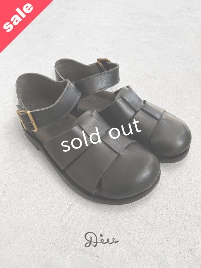 画像1: 【30%OFF SALE】Diu／本革太メッシュサンダル・ブラック【M】