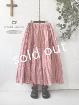 Avenue／ギャザースカート・赤ギンガム