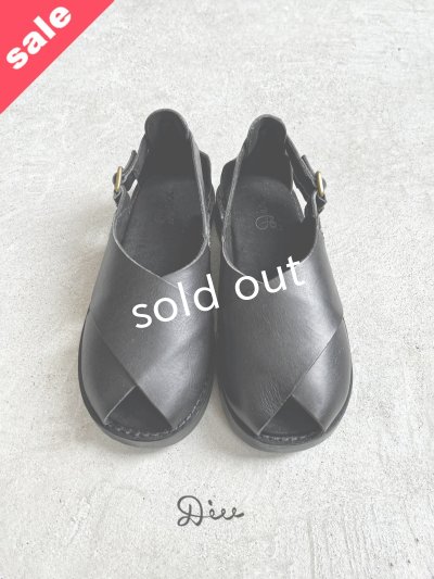 画像1: 【30%OFF SALE】Diu／本革ロリエサンダル・黒【Ｌ】