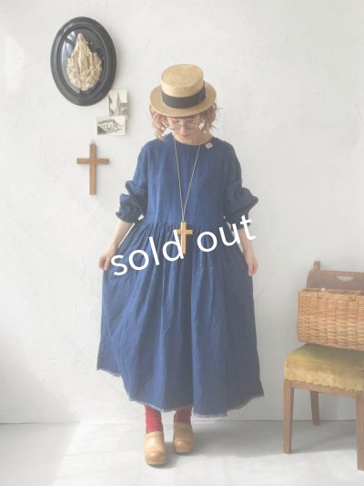 画像13: MARCHE' DE SOEUR／ギャザーワンピース・インディゴ染め