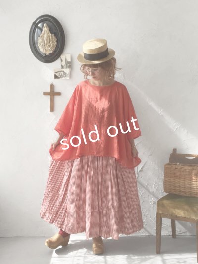 画像7: Avenue／ギャザースカート・赤ギンガム