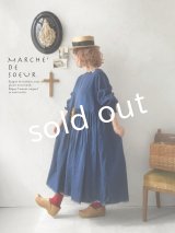 MARCHE' DE SOEUR／ギャザーワンピース・インディゴ染め