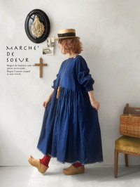 MARCHE' DE SOEUR／ギャザーワンピース・インディゴ染め