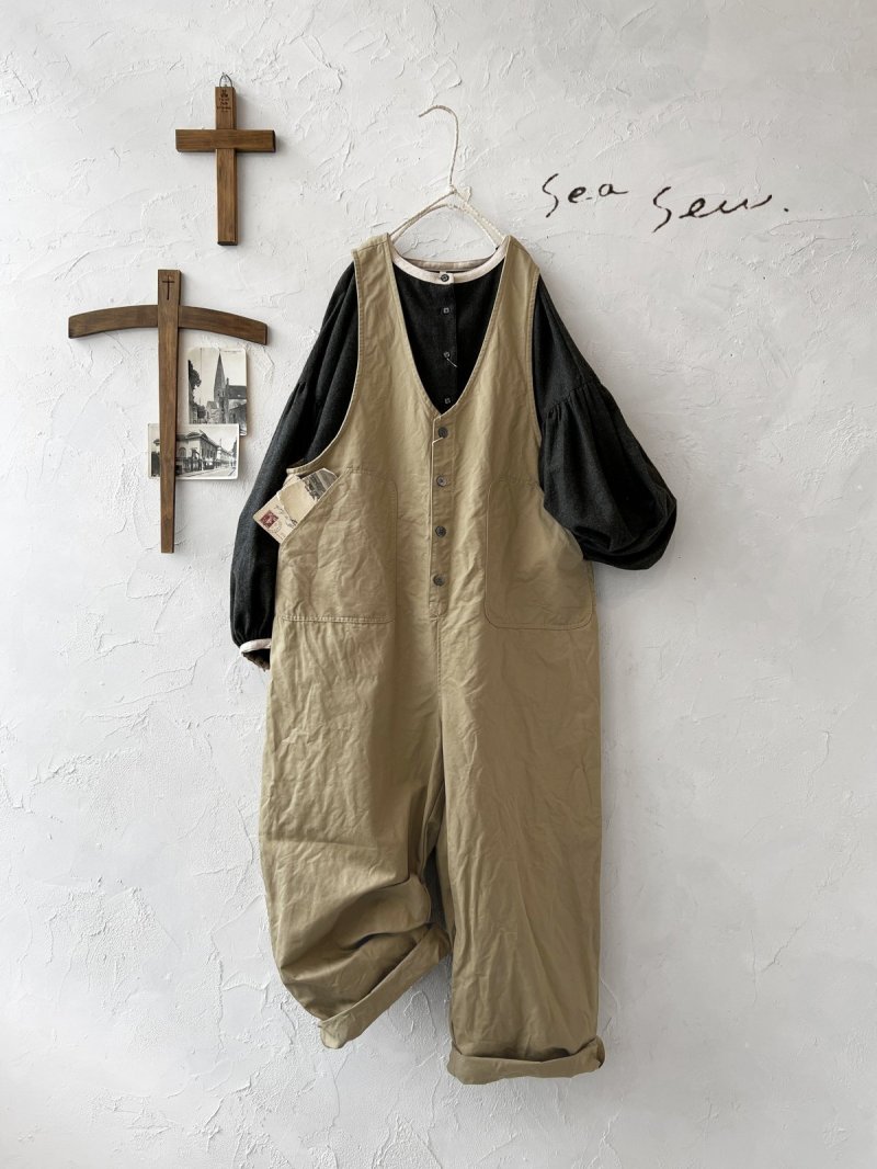 画像1: seasew.／111 オーバーオール・ベージュ (1)