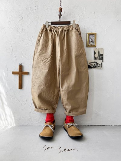 画像1: seasew.／505 ハンドワッシャーコクーンパンツ・ベージュ
