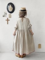 画像12: MARCHE' DE SOEUR／ギャザーワンピース・赤耳ウィンドウペン (12)
