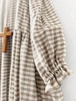 画像4: MARCHE' DE SOEUR／ギャザーワンピース・赤耳ギンガムチェック (4)