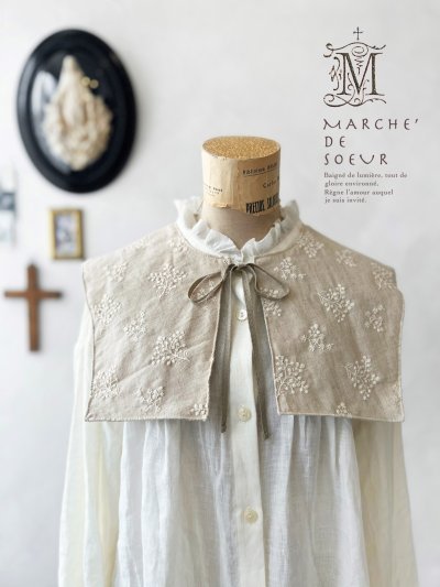 画像1: MARCHE' DE SOEUR／タッセルティペット・生成り刺繍