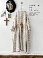 画像2: MARCHE' DE SOEUR／ギャザーワンピース・赤耳ギンガムチェック (2)