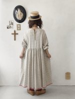 画像13: MARCHE' DE SOEUR／ギャザーワンピース・赤耳ギンガムチェック (13)