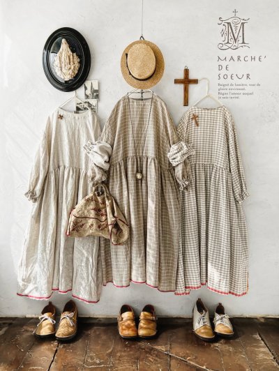 画像1: MARCHE' DE SOEUR／ギャザーワンピース・赤耳ギンガムチェック