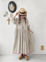 画像12: MARCHE' DE SOEUR／ギャザーワンピース・赤耳ギンガムチェック (12)