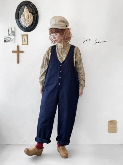 画像1: seasew.／111 オーバーオール・ダークネイビー