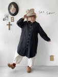 画像1: seasew.／214 フレンチリネンチュニックジャケット ・ブラック (1)