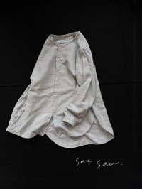 seasew.／201 コットンリネンノーカラーシャツ・ライラック