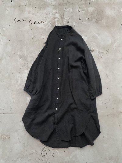 画像1: seasew./214 フレンチリネンチュニックジャケット ・ブラック
