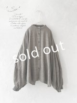 SO／バルーンスリーブブラウス・ベージュグレンチェック