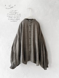 SO／バルーンスリーブブラウス・ベージュグレンチェック