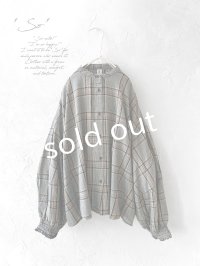 SO／バルーンスリーブブラウス・ブラウングレンチェック